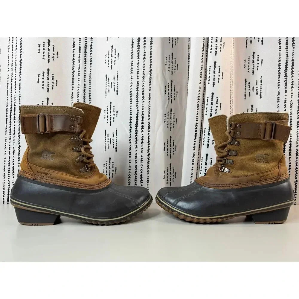 Sorel Women's Brown Leather Fancy Lace II Winter Snow Boots Size 10 Preppy Hike - Picture 8 of 15